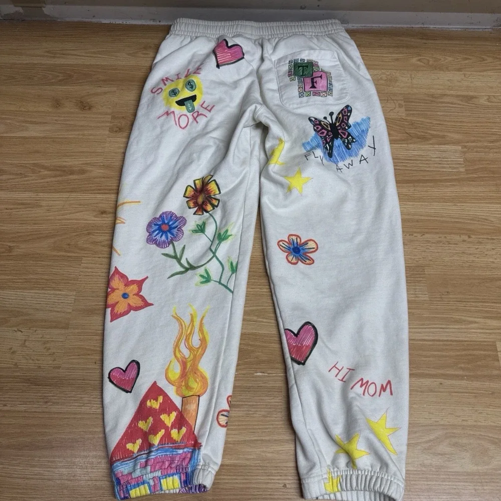 Teddy Fresh Don't Hurt My Feelings Doodle Sweat Pants Size Small